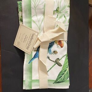 Southern Living Tropical Parrot Napkins Set of 4, Green & Blue, 100% Cotton NWT